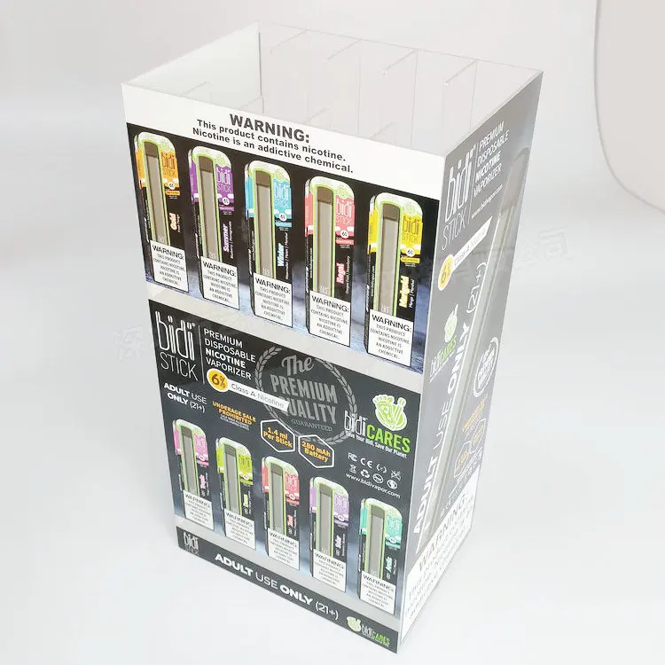 Custom Design Acrylic Counter Top Display Rack RGB Light Display Cabinet PMMA Desktop Display Showcase With Brand Stickers