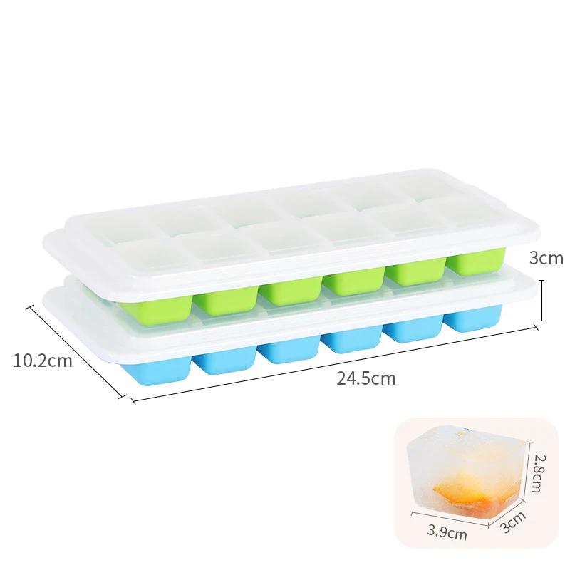 Durable and dishwasher safe stackable silicone ice cube mold ice cube tray with lid and bin