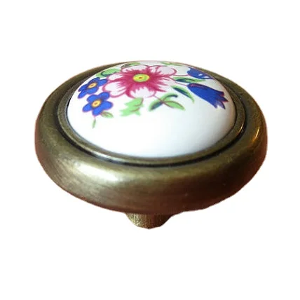Decorative antique brass ceramic knobs CHC001