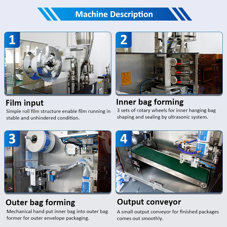 Non-woven Filter Bag Hanging Ear Drip Coffee Packing Machine with Ultrasonic Sealing