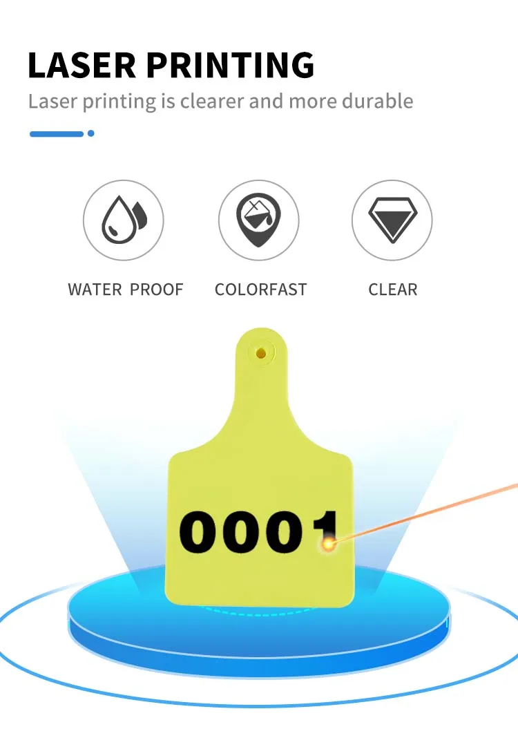 E-017 UHF Long Range Animal RFID Cow Cattle TPU Ear Tag For Cattle With Chip Tracking Management System