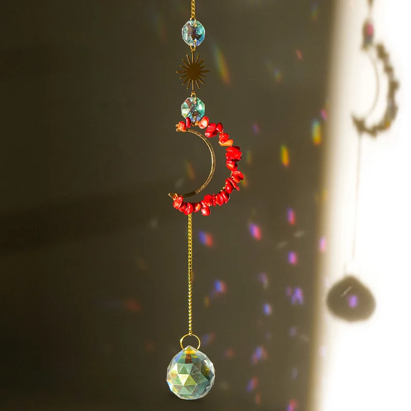 Sun Catchers Natural Crystal Sun Catcher Moon Sun Catchers Amethyst Quartz Crystal Suncatcher For Decoration