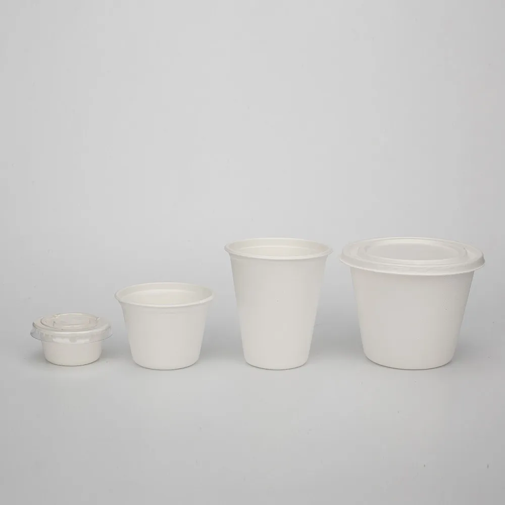 Eco-friendly Custom Logo Biodegradable Sugarcane Bagasse Pulp Mould Tea Coffee Disposable Cups