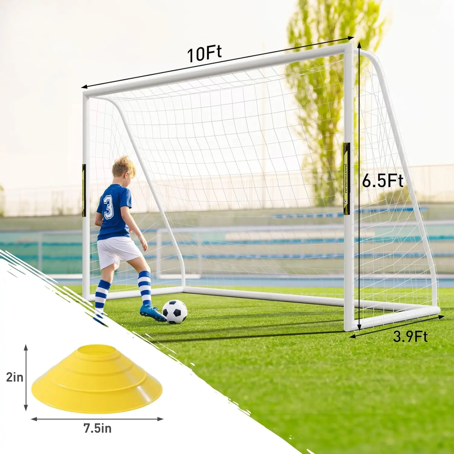 Soccer Goal 10x6.5FT Soccer Net Goal for Backyard with Carry Bag Portable Soccer Goal Post with HPVC Frame Full Size