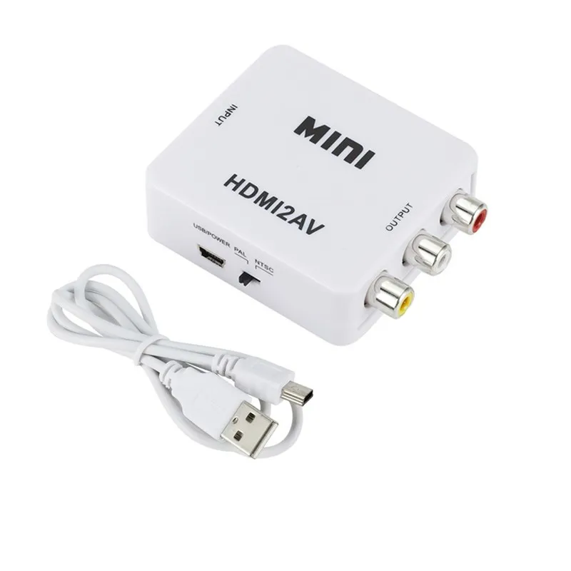 HDMITo RCA AV/CVBS Adapter HD Video Converter Box L/R Video 1080P 720P Support NTSC PAL Mini HDMIto AV Converter
