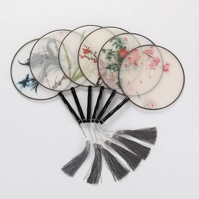 Translucent Wooden Handle Hand Fan Hanfu Ancient Costume Dance Fan Props Fan for Decoration