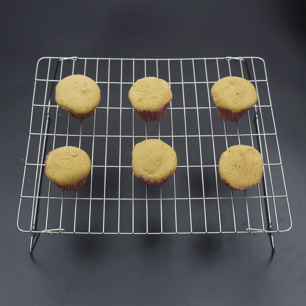 Stainless Steel Wire Cake Cooling Rack with Foldable Legs Cake Turntable for Baking Dishes & Pans