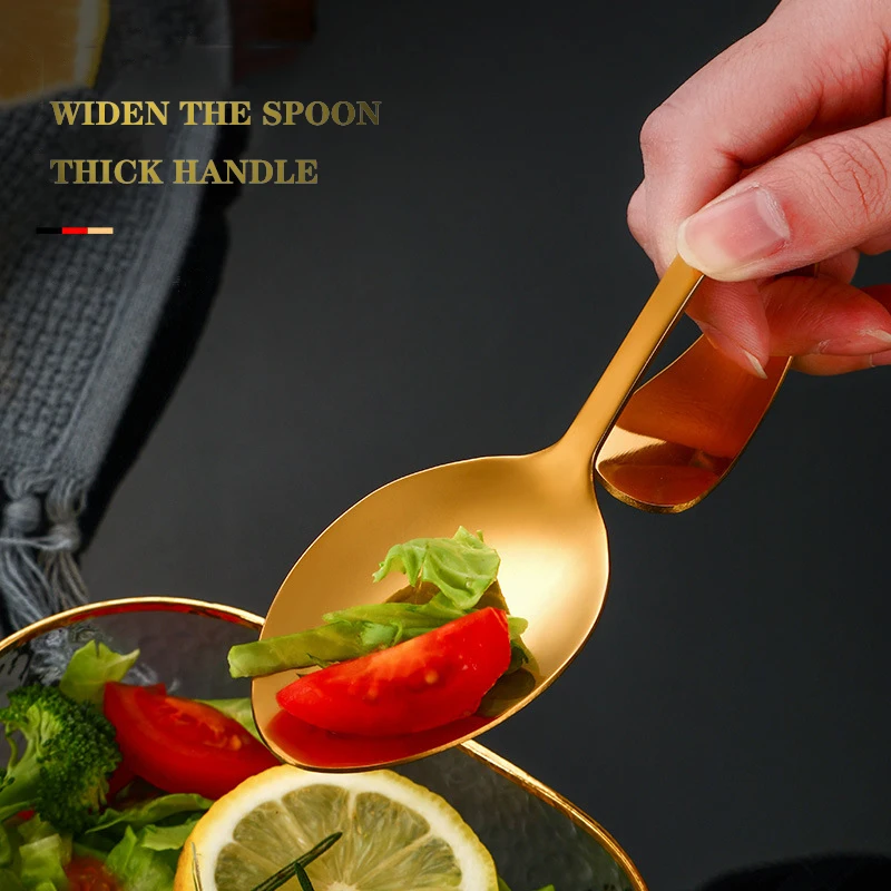 Stainless steel round spoon with curved handle buffet serving spoon