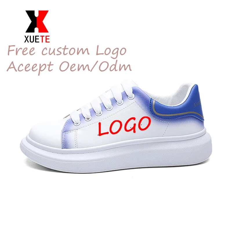 Xuete Simple Custom White shoes logo Lace-up athletic italian fashion sneakers casual fitness walking style shoes