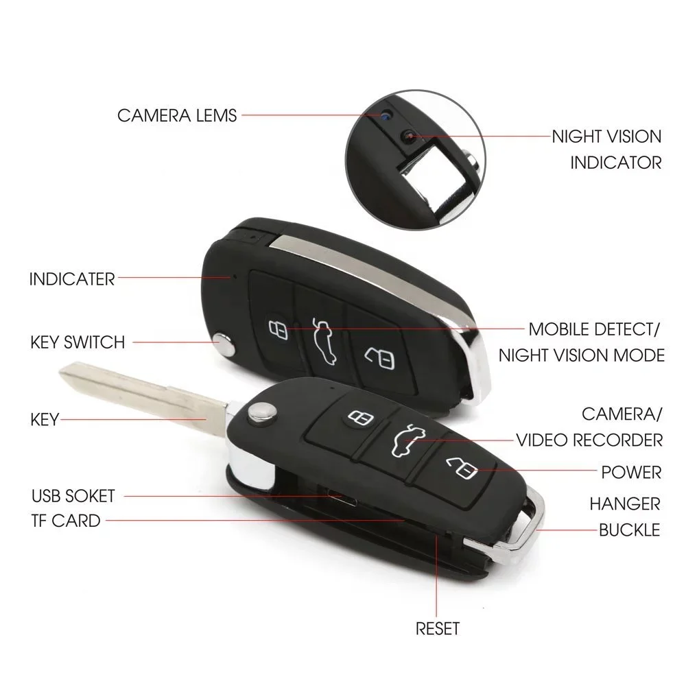 New arrival Mini HD Video DVR Spy car key Camera sport DV hidden video camera Invisible  Camera With Voice Recorder