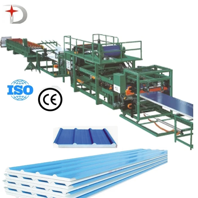 Metal roof wall heat insulation waterproof EPS foam rock wool sandwich panel making machine line for portable house