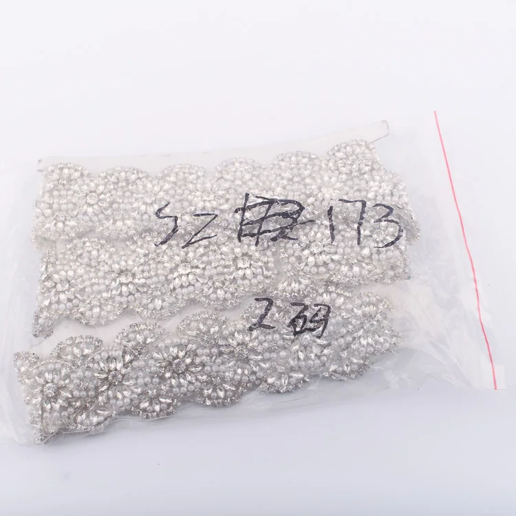 
Iron On Garment Rhinestone Rhinestone Trim Applique, Bead Lace Trim With Pearl 