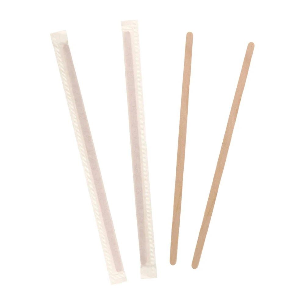 FSC-Certificate Eco Friendly Disposable Individually Agitatore Per Caffe Wooden Mixing Stick Paper Wrapped Coffee Stirrers