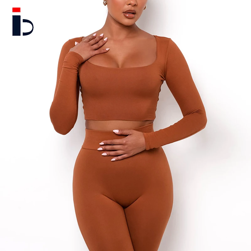 Wholesale Workout Clothing Yoga Wear Crop Top Custom Logo Ladies T Shirt Long Sleeves Sexy Luxury T Shirts For Women Tops