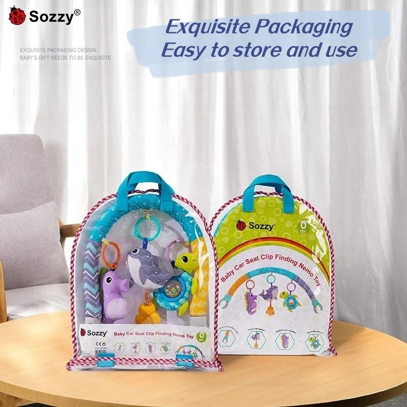 Sozzy Wholesale plush ocean animal Baby Musical Crib Stroller toy For Baby Bed Arch Toy