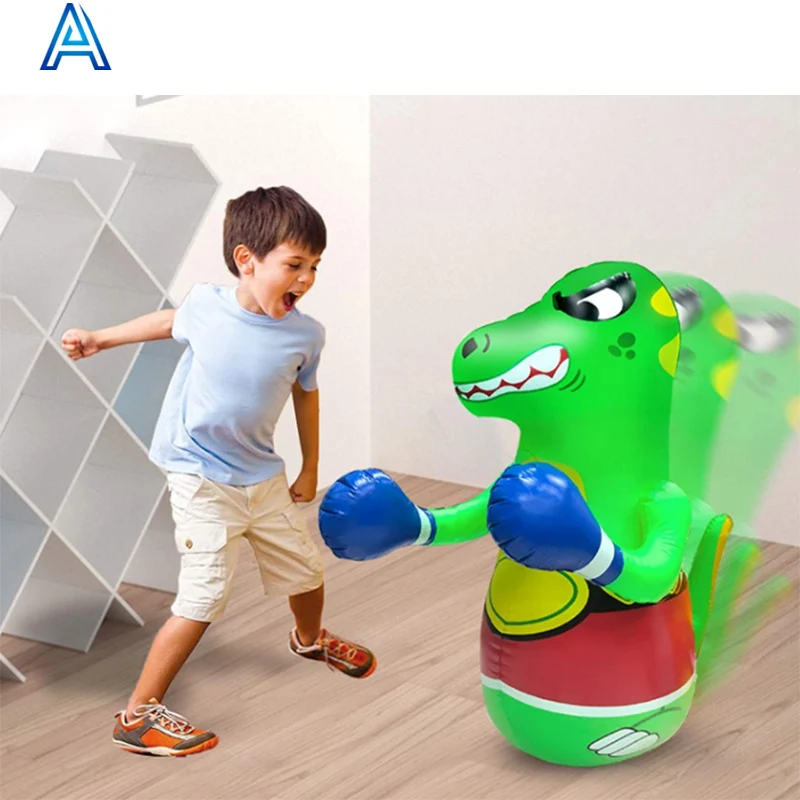 Cute cartoon design eco-friendly vinyl PVC air blow inflatable dinosaur bop bag punching bag boxing boxer bag