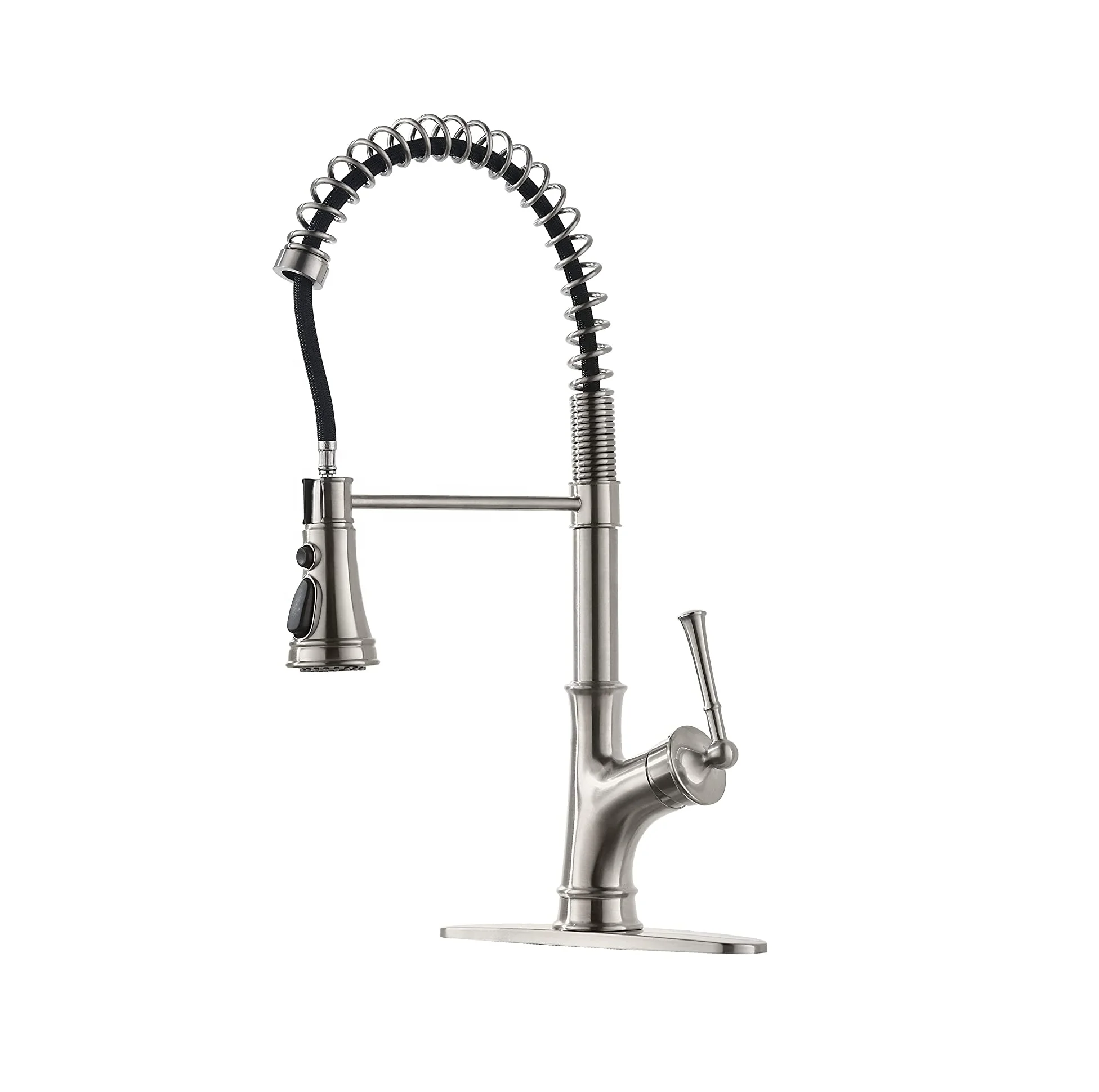 Spring Loaded Kitchen Sink Mixer Tap Faucets Brushed Nickle Faucet With Base Plate Kitchen Sink Faucets