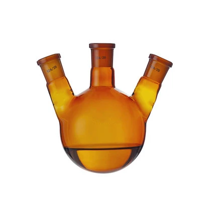 Прочная лабораторная фляга FLY MEN с тремя горлышками коричневого цвета