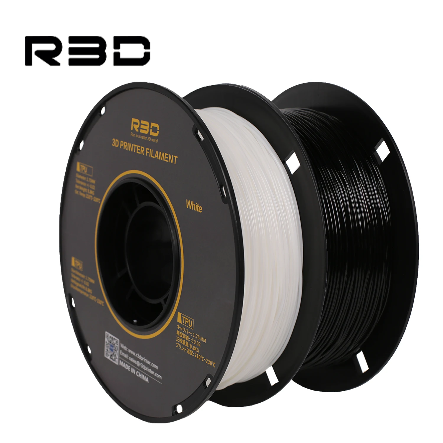 R3D TPU Flexible Filament Black1.75mm 0.8KG For 3D Printer