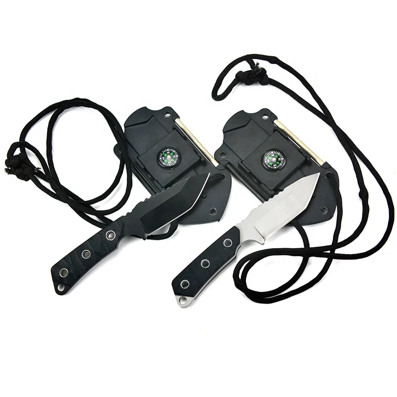 2021 creative design mini necklace knife outdoor survival tool saber tactics straight knife defense military knife