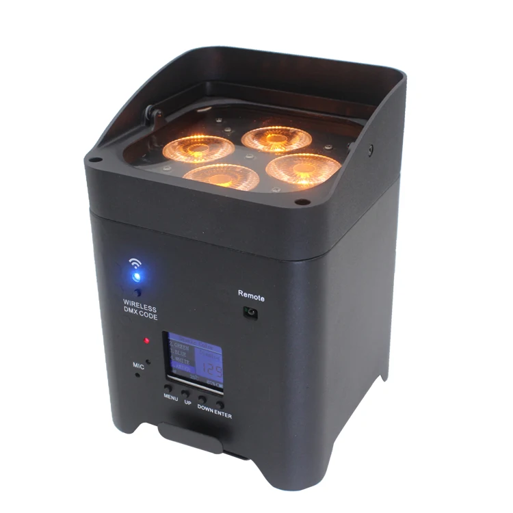 Wedding Rechargeable  6in1 RGBWAUV 4*18w DMX Wireless Battery Powered par can light