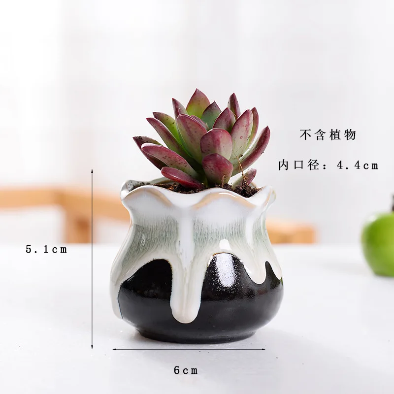 Office Home Decor Ceramic Pots Small Ceramic Mini Potted Artificial Succulent Plants in Pot Without Plant