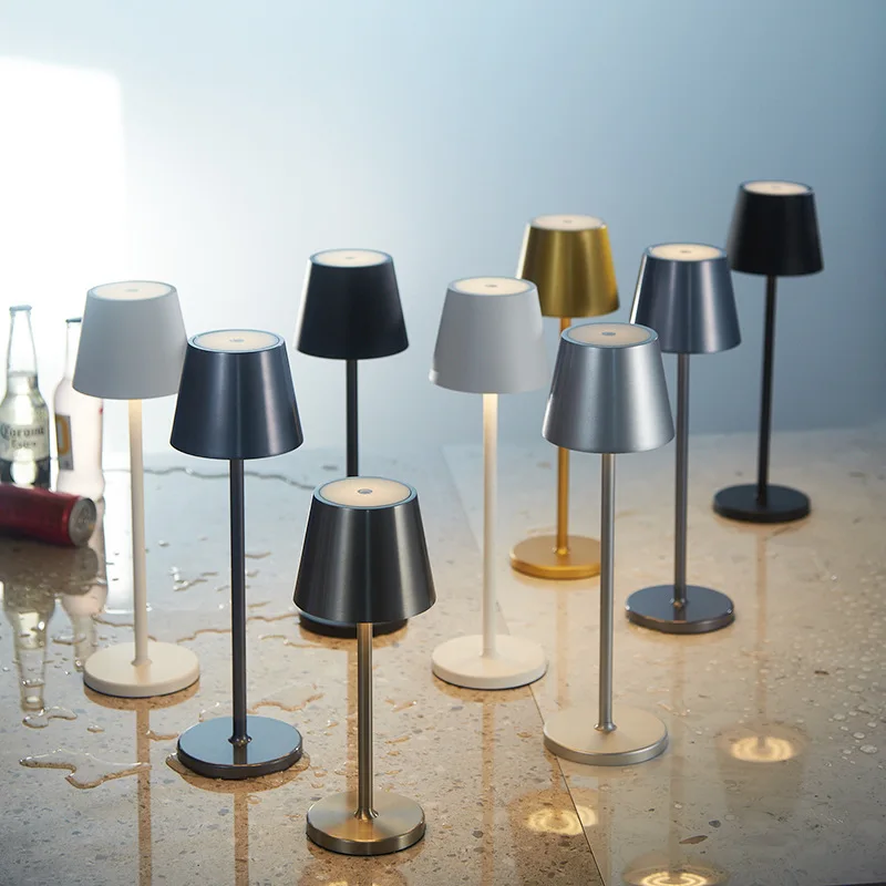 Italian Design European Portable Style Home Decor Rechargeable Dimming Touch Sensor Metal Aluminum LED Table lamp For Restaurant