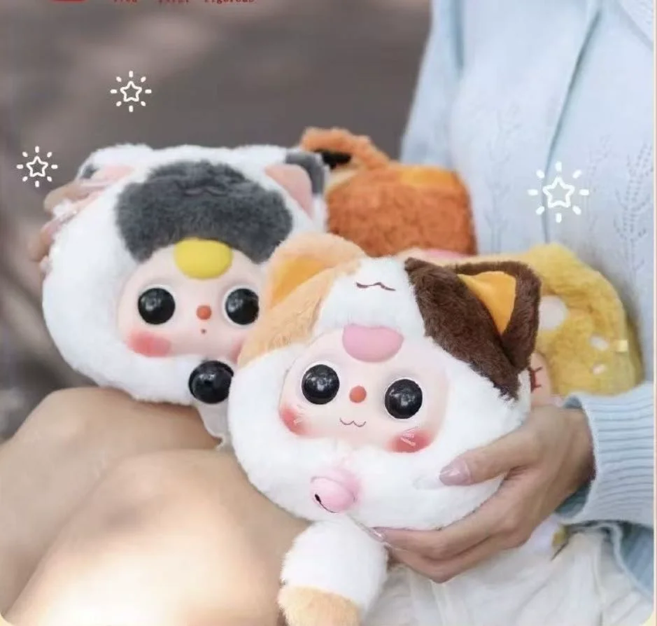 Baby Three Lucky Cat Most Popular 100% Original Plush Zipper Bag Dolls Vinyl Plush Blind Box Gift 6PCS/BOX