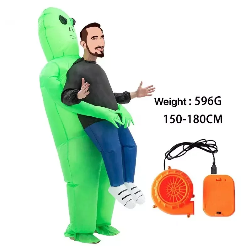 Amazon Kids Halloween Ghost Inflatable Monster Costume Scary Green Alien Cosplay Costume Blow Up Cosplay Costume