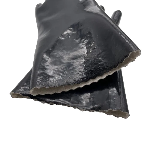 Coating Reusable Heavy Duty Work Gloves Oil Resistant Non Slip Safety Work Gloves Chemical Resistant PVC BLACK Polyester 44.5cm