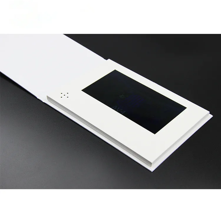 7 inch TFT LCD screen video play advertising or promotion gift greeting card blank white video play paper brochure with buttons