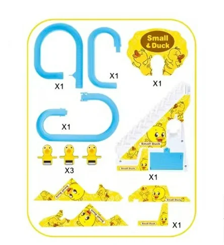 HOT SELLING ELECTRIC LITTLE YELLOW DUCK CLIMBING STAIRS MUSIC TRACK GROOVE TOY FOR KIDS