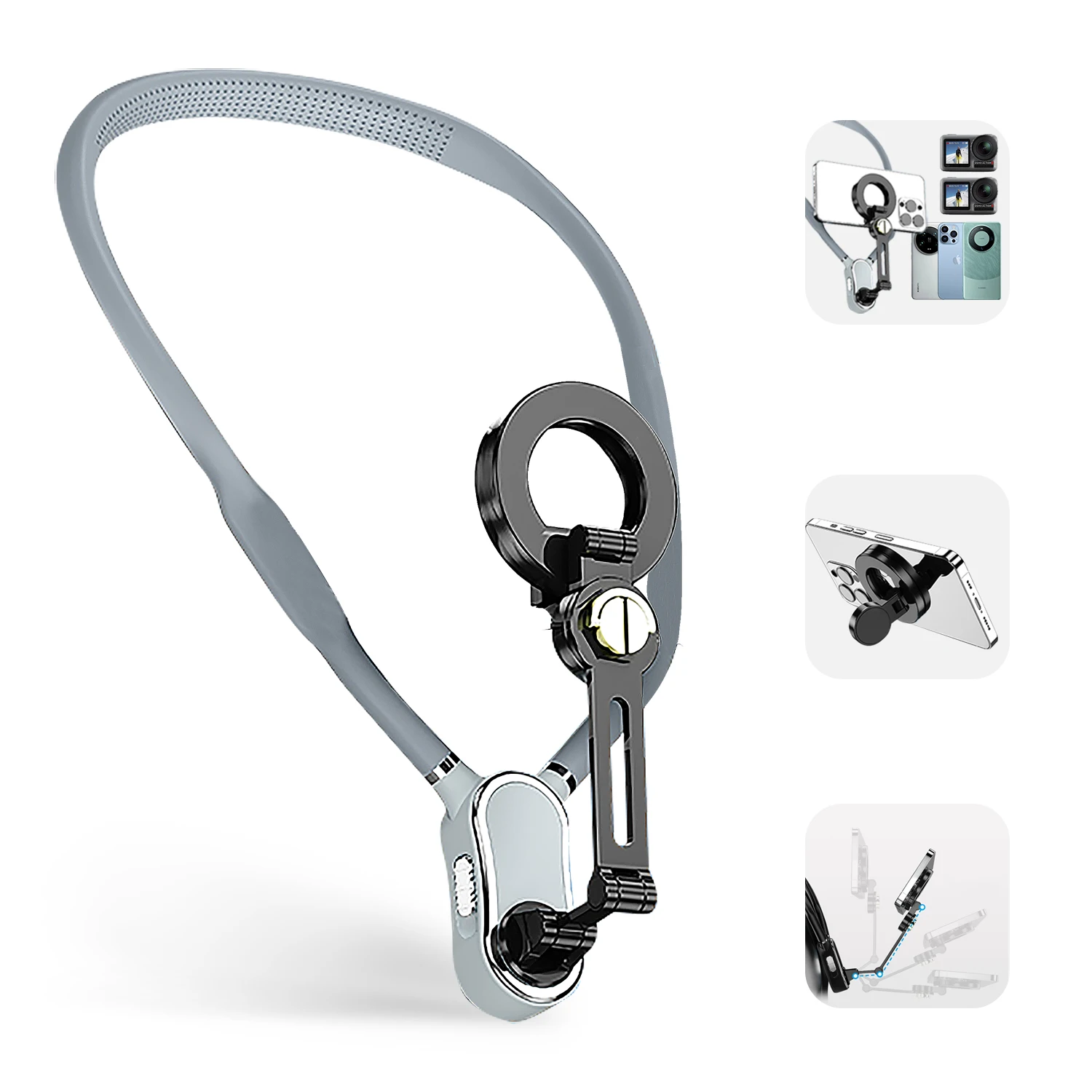 Magnetic POV/Vlog Phone Neck Mount Holder for iPhone 15/14/13/12 Pro Mini/Plus/Pro/Pro Max Hand Free Chest Stand Video Recording