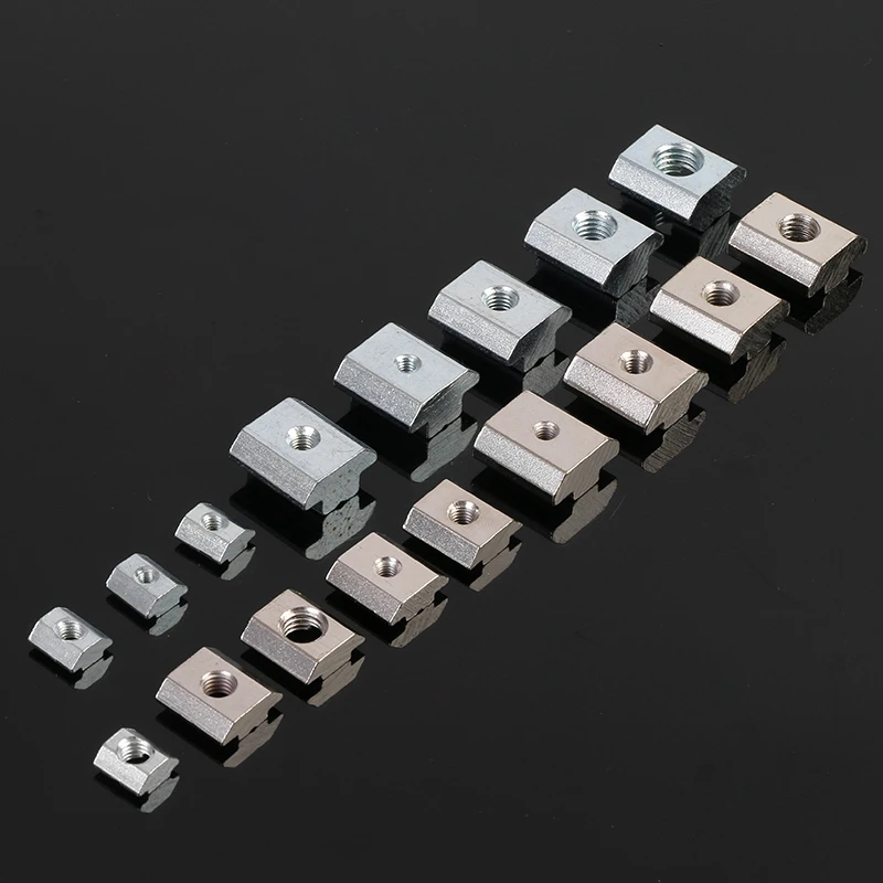 Прямоугольные никелированные скользящие крепежи европейского стандарта, квадратная гайка, Т-Образный скользящий молоток из углеродистой стали, гайка M8 T