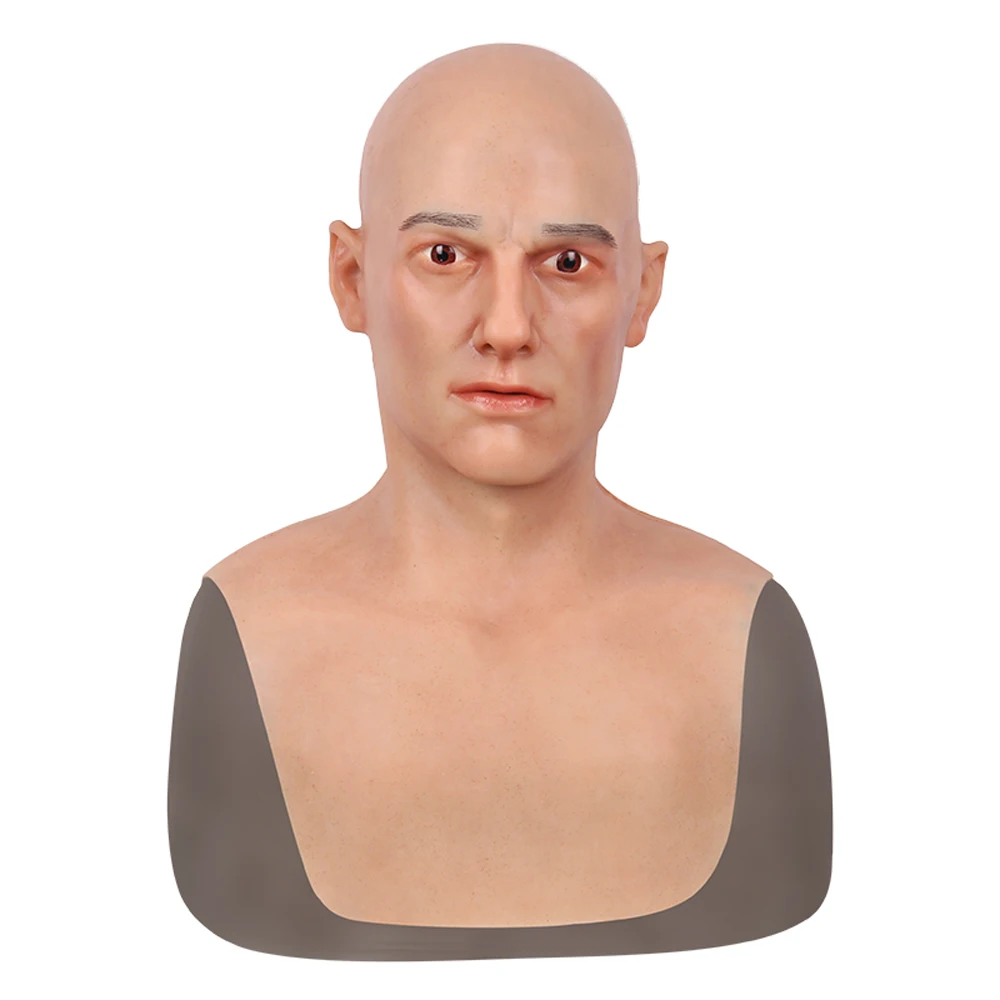 Factory Price Asian Male Realistic Silicone Masks Halloween Cosplay Full Headgear Silicone Human Mask