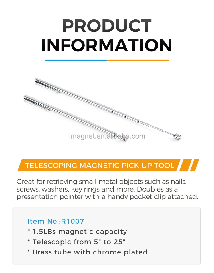Telescopic Magnetic Pickup Tool, 15LB Magnet Stick, 30.5" Stainless Steel Extendable Magnet Pick-Up