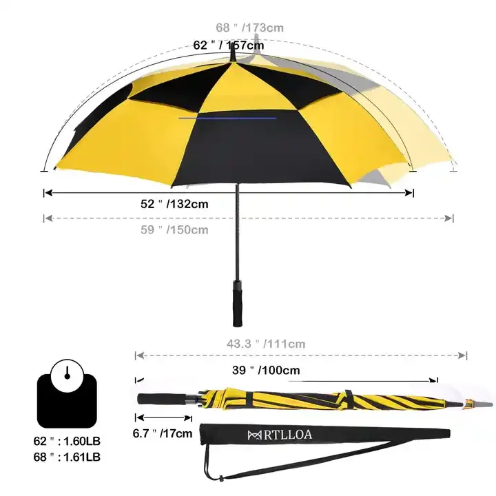 Worldwide promotional auto open advertising 2 layers double canopies auto golf umbrella gift set