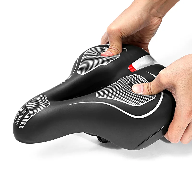 New Comfortable Bike Seat Wide Bicycle Saddle Memory Foam Padded Soft Bike Cushion with Dual Absorbing Shock Rubber Balls