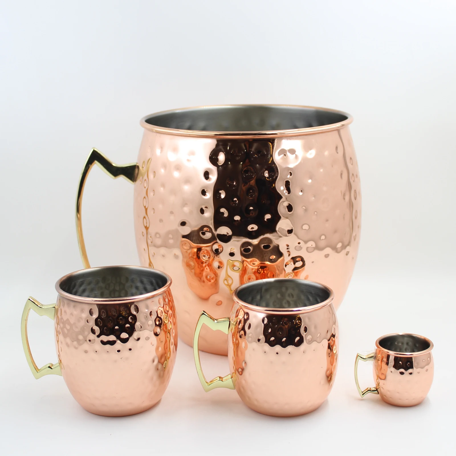 Custom Ice Bucket Luxury Stainless Steel Bucket Copper 5L Large Hammered Moscow Mule Cooler Ice Bucket with Handle 1pc/white Box