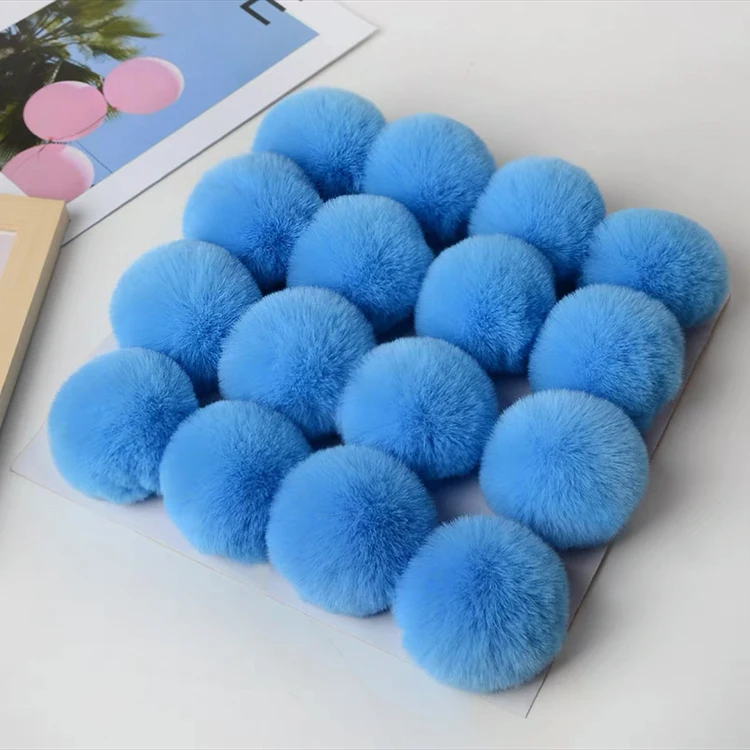 
10cm competitive price fur pom pom fur puff ball faux fur ball keychain 