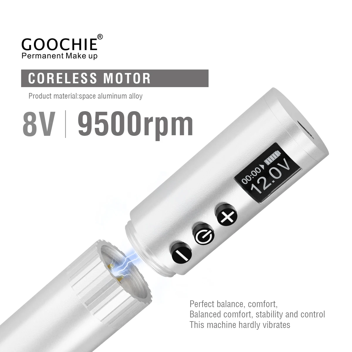 Goochie Wireless Tattoo 1000 mAH Power Supply Machine Rotary Pen Replaceable Battery RCA Cord Cartridge Permanent Makeup Eyebrow
