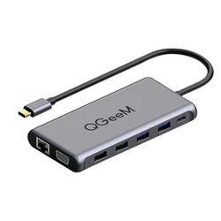 QGeeM 5 Гбит/с Hd-Mi Ethernet 12 в 1 USB C концентратор зарядная док-станция для ноутбука