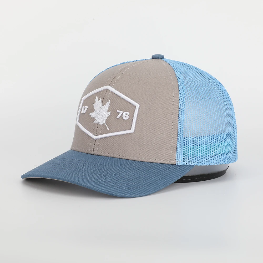 Wholesale Custom High Quality Low MOQ 6 Panel 3D Puff Embroidered Logo Cotton Twill Mesh Snap Back Trucker Hat Caps