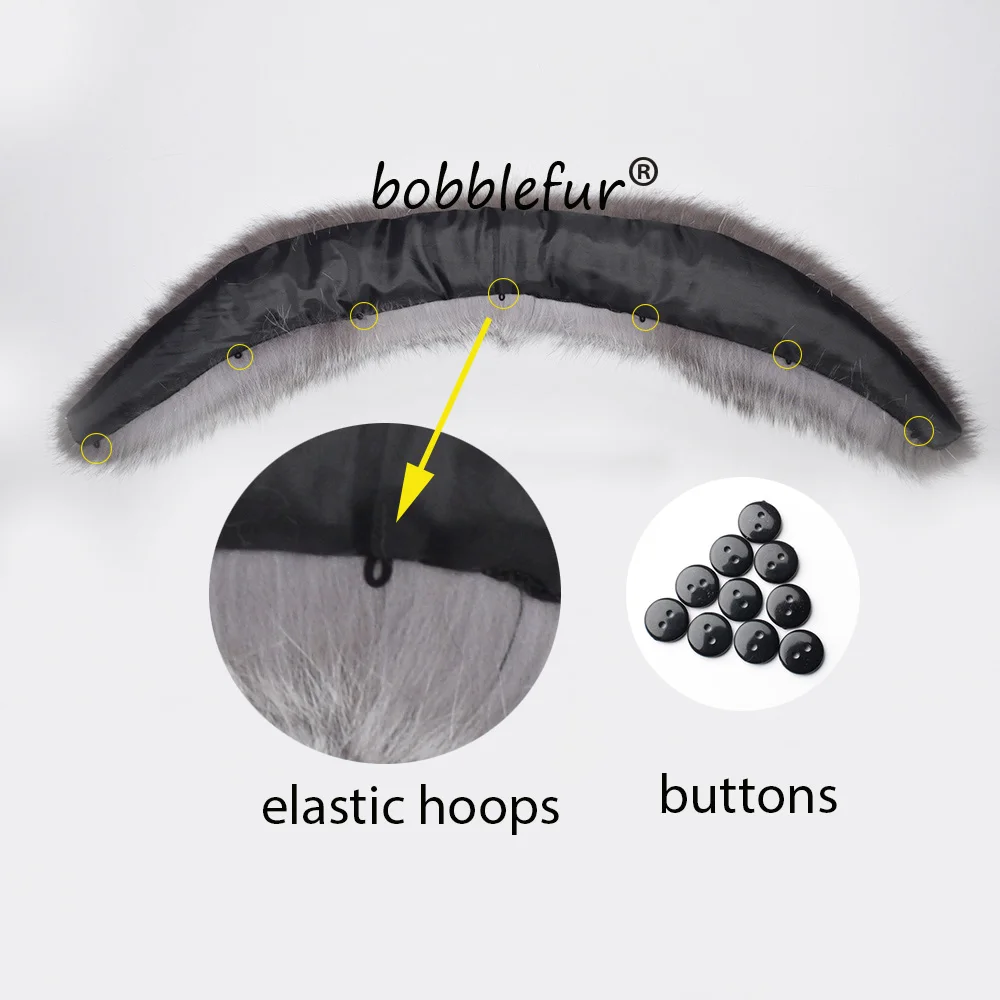 MWFur Silver Fox Hair Collar For Winter Fashion Fox Fur Collar For Women Men Winter Fashion Silver Fox Fur Collar Scarf