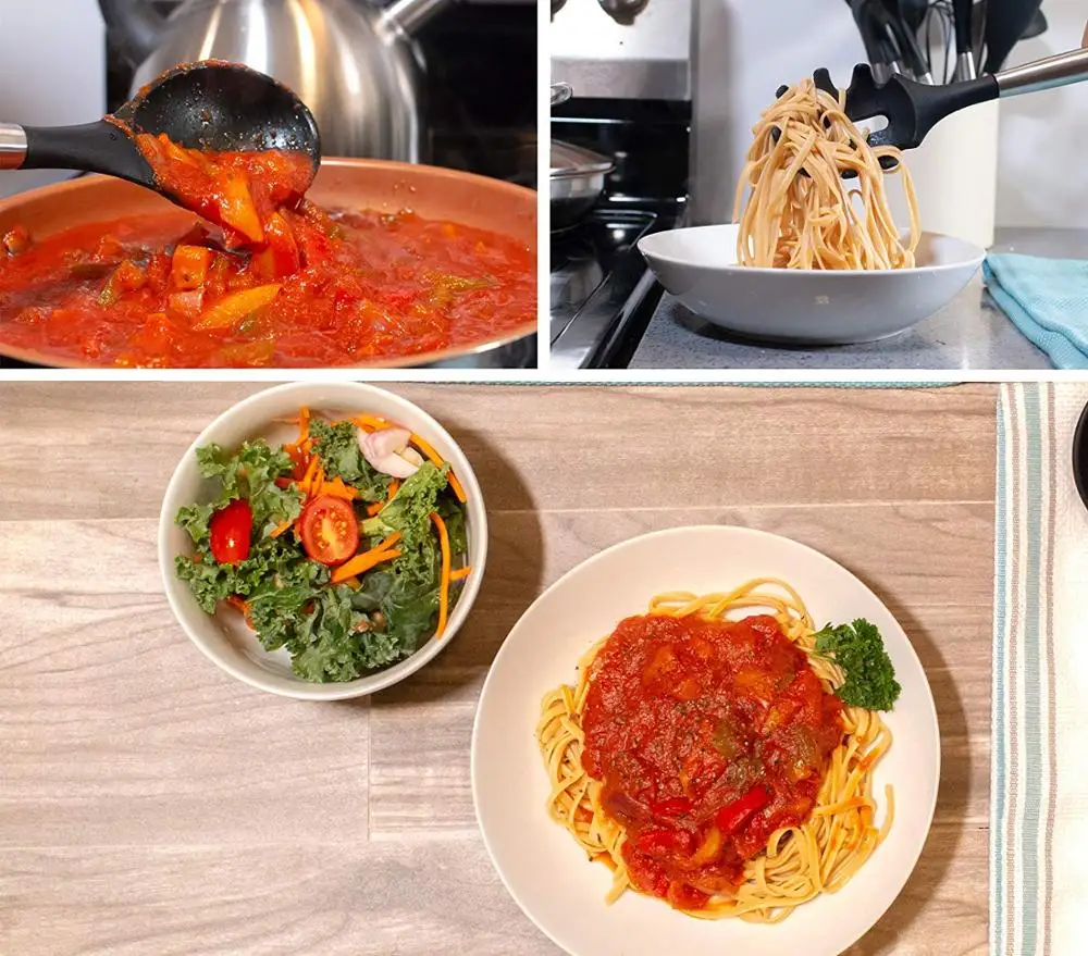 Hot sales 10 pieces Silicone Cooking Utensils Kitchen Utensil Set with metal inside