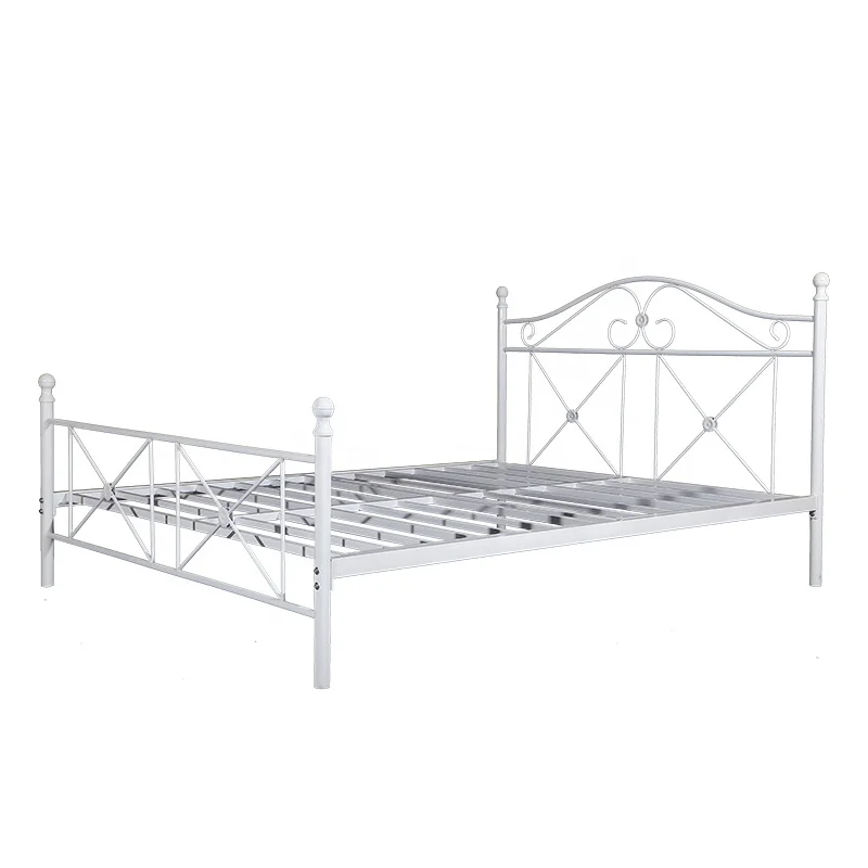 
White simple modern design of a variety of iron metal double bed frame iron bed 