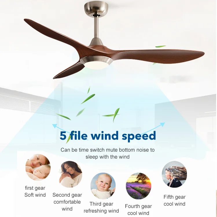 Home Decorative 52 Inch Energy Saving DC Motor Remote Control Bldc Ceiling Fan With Led Light