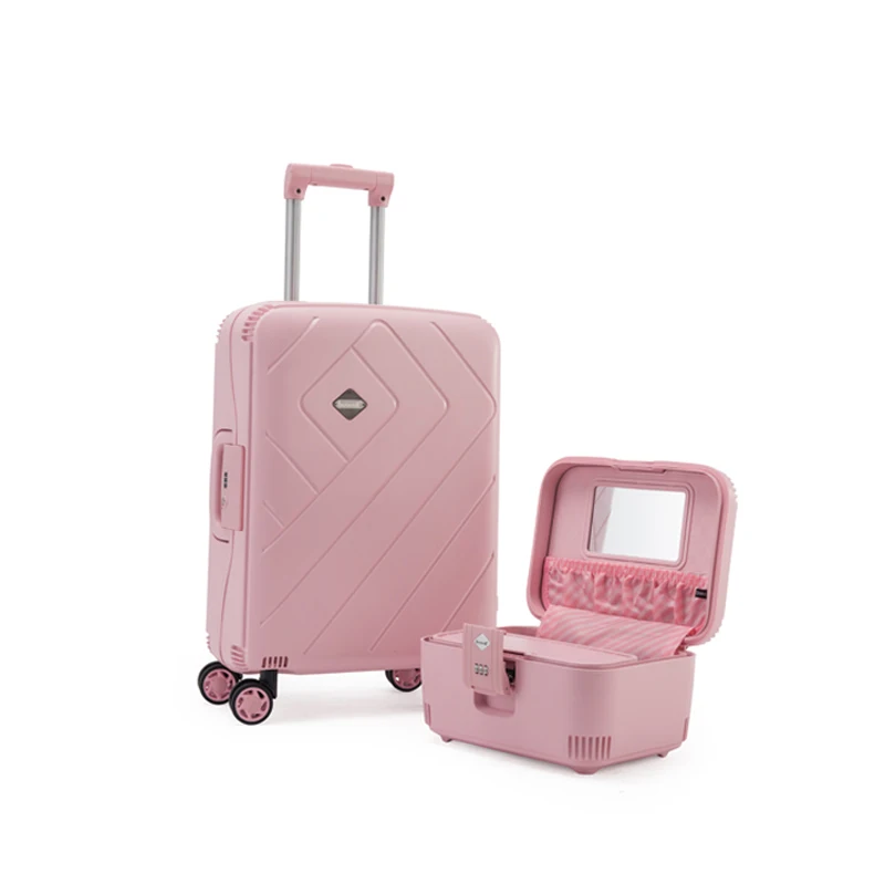 PP Custom Made Lightweight Carry On Pink Luggage Suitcases Trolley 4 PCS Travel Luggage Sets Rolling Luggage With Cosmetic Case