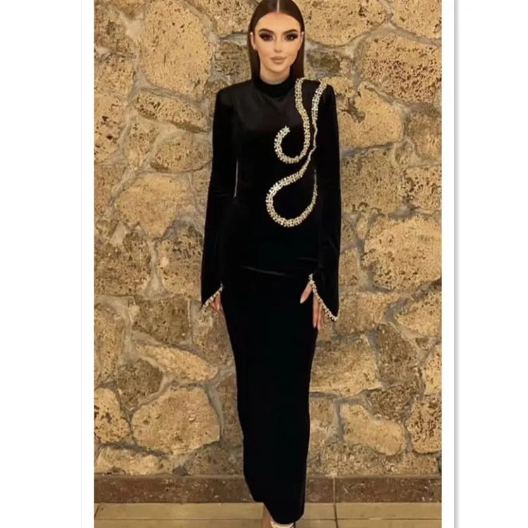 Top Quality Long Sleeve Celebrity Evening Party Nightclub Wear Evening Party Dress