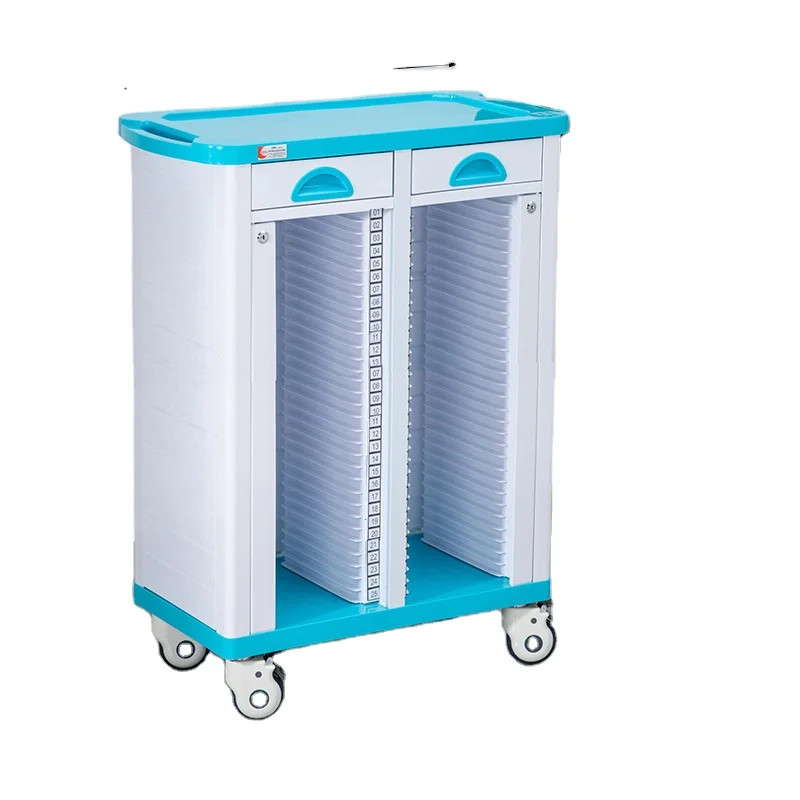 best selling Medical Hospital Stainless Steel Patient File medicine emergency Trolley Plastic ABS Medical  history clip trolley